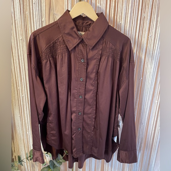 Free People Tops - We The Free Brown Button-Up Shirt New With Tags